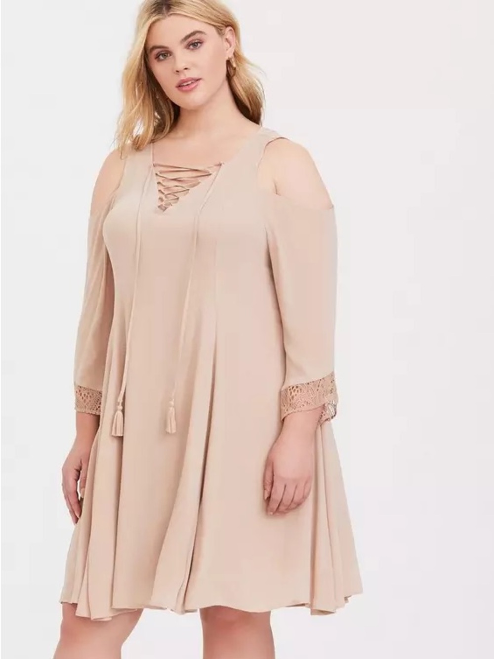 Torrid Beige Gauze Trapeze Dress Size 2X
